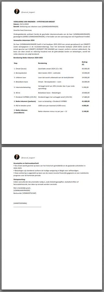 Verklaring Loonberekening Template