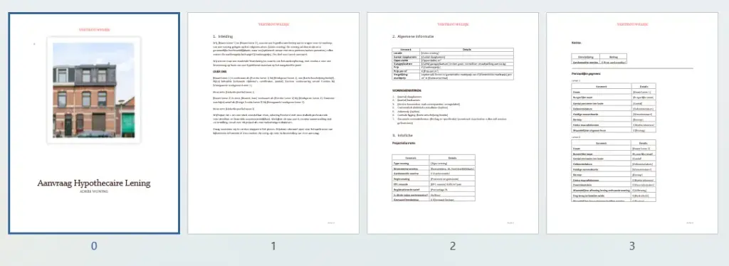 Hypotheekaanvraag Template